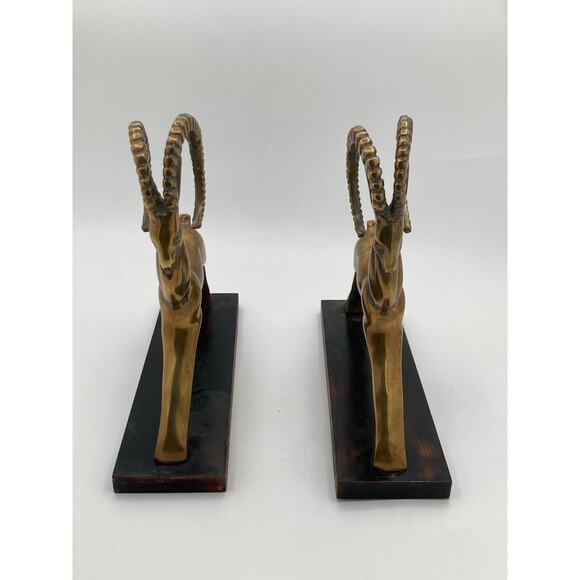 Brass Ibex Bookends – Mid-Century Modern Hollywood Regency Pair - Picture 3 of 7